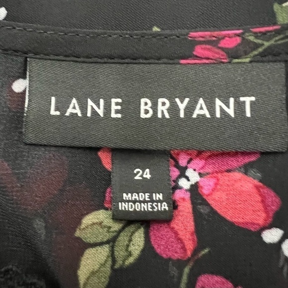 LANE BRYANT Women’s Pullover Top Sz 24 (3X) Multi Color Floral Lined V-neck LS - Picture 6 of 11